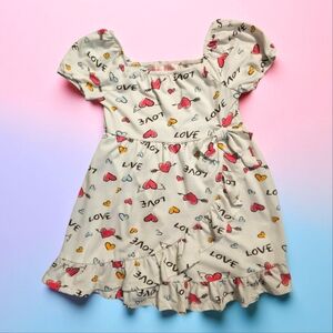 EMMA & ELSA Charming Cream Colored Heart Print Dress.Size 4T.EXCELLENT CONDITION